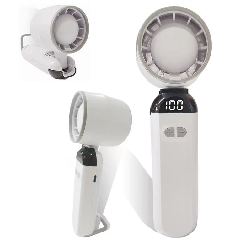 2025 Air Cooling Fan USB Charging LED Digital Display Portable Hand Fan Mini USB Desk Fan Travel Camping Outdoor