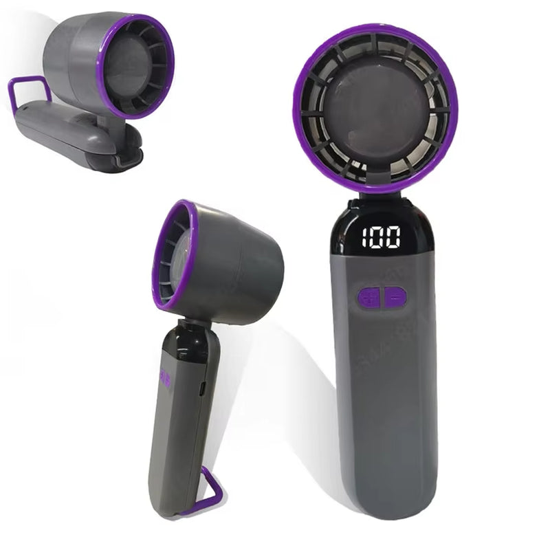2025 Air Cooling Fan USB Charging LED Digital Display Portable Hand Fan Mini USB Desk Fan Travel Camping Outdoor