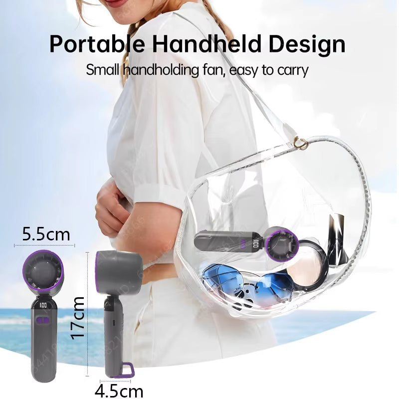 2025 Air Cooling Fan USB Charging LED Digital Display Portable Hand Fan Mini USB Desk Fan Travel Camping Outdoor