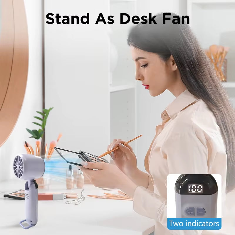 2025 Air Cooling Fan USB Charging LED Digital Display Portable Hand Fan Mini USB Desk Fan Travel Camping Outdoor